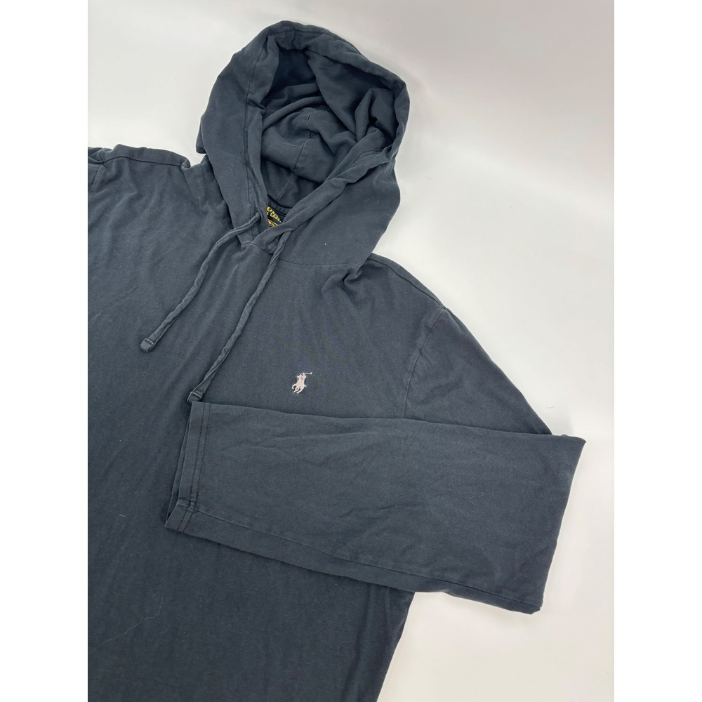 Polo Ralph Lauren Mens Black Long Sleeve Hooded T-Shirt Cotton Jersey Large